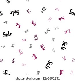 Dark Pink vector seamless texture with selling prices 30, 50, 70 %. Colorful set of  percentage signs in simple style. Backdrop for super sales on Black Friday.