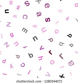 Dark Pink vector seamless texture with ABC characters. Abstract illustration with colored latin alphabet. Pattern for trendy fabric, wallpapers.