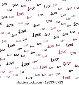 Dark Pink vector seamless texture with words LOVE YOU. Illustration with phrase LOVE YOU for valentine's day. Design for wallpaper, fabric makers.