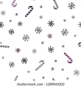 Dark Pink vector seamless texture with xmas sweets, candies.