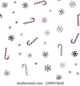 Dark Pink vector seamless texture with xmas sweets, candies.