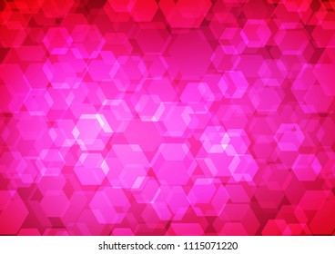 Dark Pink vector shining hexagonal pattern. A vague abstract illustration with gradient. A new texture for your design.