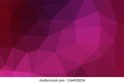 Dark Pink vector shining hexagonal pattern. Triangular geometric sample with gradient.  Brand new style for your business design.