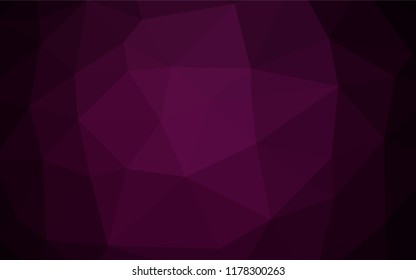 Dark Pink vector shining hexagonal background. Triangular geometric sample with gradient.  Brand new design for your business.