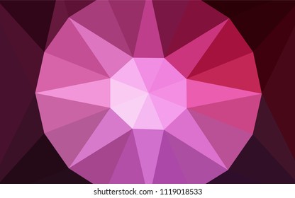 Dark Pink vector shining triangular layout with a gem in a centre. Illustration in Origami style with gradient. Textured pattern for your backgrounds.