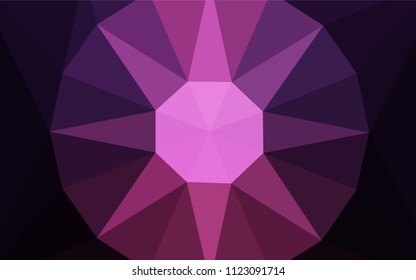 Dark Pink vector shining triangular backdrop with a gem in a centre. Illustration in Origami style with gradient.  Template for cell phone's backgrounds.