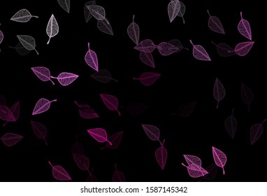 Dark Pink vector sketch layout. An elegant bright illustration with leaves in Natural style. The template for background of cell phones.