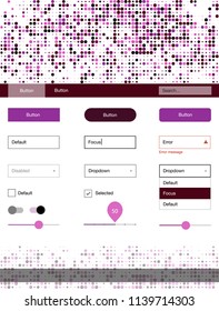 Dark Pink vector style guide with circles. Decorative ui kit design in abstract style with colorful dots. Modern template for your landing page.
