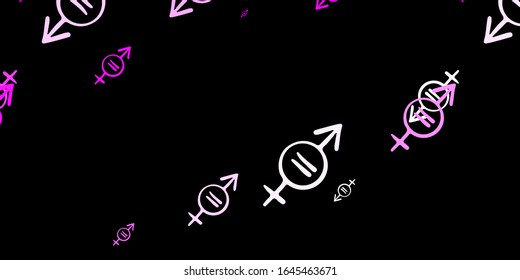 Dark Pink vector template with businesswoman signs. Colorful illustration with gradient feminism shapes. Elegant design for wallpapers.