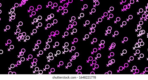 Dark Pink vector template with businesswoman signs. Colorful illustration with gradient feminism shapes. Best design to show the power of women.