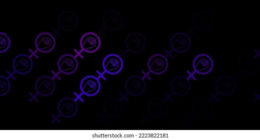 Dark Pink vector template with businesswoman signs. Colorful feminism symbols with a gradient in modern style. Simple design for your web site.