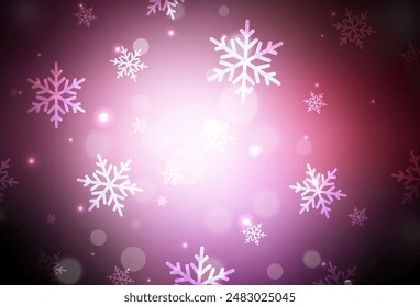 Dark Pink vector template in carnival style. A Smart Illustration with gradient Christmas elements. Template for lettering, typography.