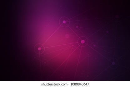 Dark Pink vector template with circles, triangles. Glitter abstract illustration with connection of triangle structure. Pattern can be used for ads, leaflets.