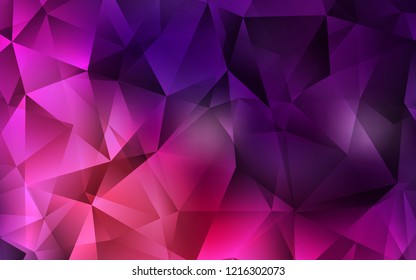 Dark Pink vector template with crystals, triangles. Beautiful illustration with triangles in nature style. Modern template for your landing page.