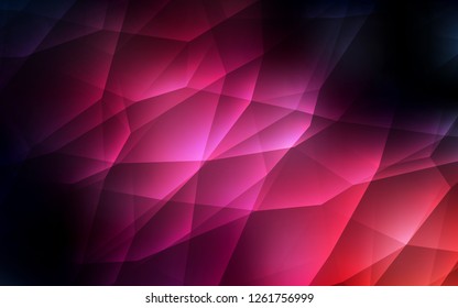 Dark Pink vector template with crystals, triangles. Illustration with set of colorful triangles. Pattern for booklets, leaflets