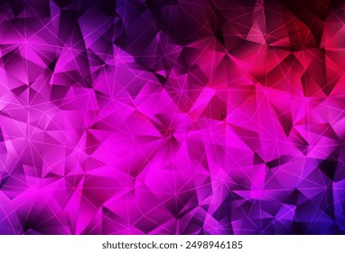 Plantilla de Vector rosa oscuro con cristales, triángulos. Hermosa ilustración con triángulos en estilo naturaleza. Diseño elegante para Fondos de pantalla.