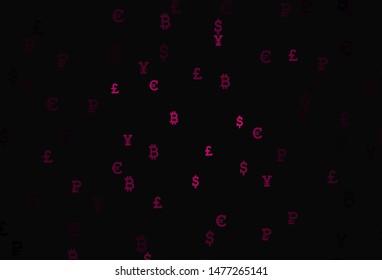 Dark Pink vector template with currency. Modern abstract illustration with symbols of digital money. Template for ads of currency markets, bank loans.