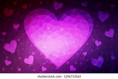Dark Pink vector  template with doodle hearts. Illustration with hearts in love concept for valentine's day. Pattern for marriage gifts, congratulations.