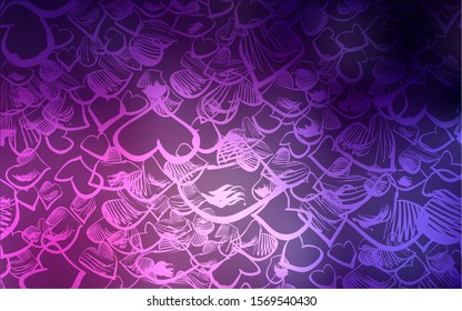Dark Pink vector template with doodle hearts. Blurred decorative design in doodle style with hearts. Template for Valentine's greeting postcards.