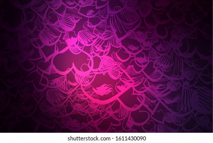 Dark Pink vector template with doodle hearts. Glitter abstract illustration with colorful hearts in romantic style. Pattern for carnival, festival romantic leaflets.