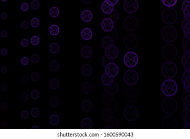 Dark Pink vector template with esoteric signs. Colorful vintage illustration with gradient alchemy shapes. Design for magic, spiritual events.
