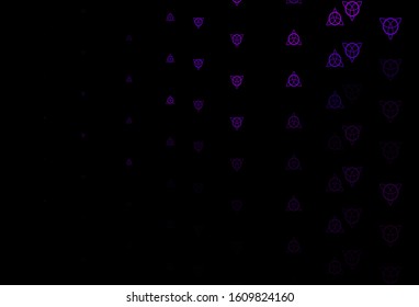 Dark Pink vector template with esoteric signs. Colorful mystic symbols with a gradient in ancient style. Background for esoteric, mystic designs.