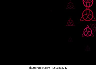 Dark Pink vector template with esoteric signs. Colorful vintage illustration with gradient alchemy shapes. Simple design for occult depiction.