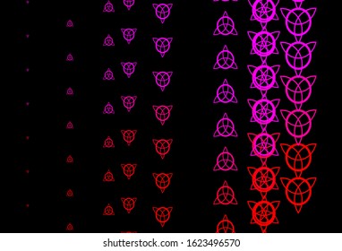Dark Pink vector template with esoteric signs. Abstract illustration with gothic gradient shapes. Simple design for occult depiction.