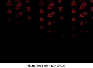 Dark Pink vector template with esoteric signs. Colorful mystic symbols with a gradient in ancient style. Background for esoteric, mystic designs.