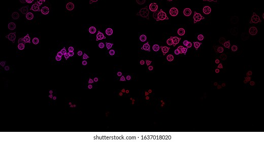 Dark Pink vector template with esoteric signs. Illustration with magical signs of spiritual power. Simple design for occult depiction.