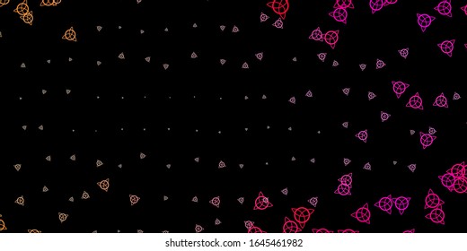 Dark Pink vector template with esoteric signs. Colorful vintage illustration with gradient alchemy shapes. Design for magic, spiritual events.