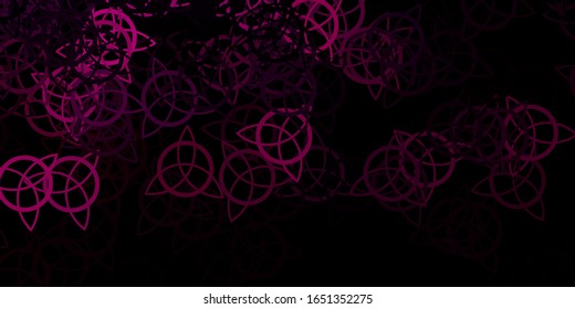 Dark Pink vector template with esoteric signs. Abstract illustration with gothic gradient shapes. Design for magic, spiritual events.