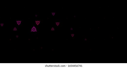 Dark Pink vector template with esoteric signs. Colorful vintage illustration with gradient alchemy shapes. Background for esoteric, mystic designs.