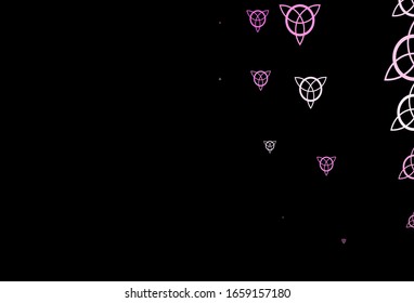 Dark Pink vector template with esoteric signs. Retro design in abstract style with witchcraft forms. Simple design for occult depiction.