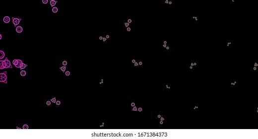 Dark Pink vector template with esoteric signs. Abstract illustration with gothic gradient shapes. Simple design for occult depiction.