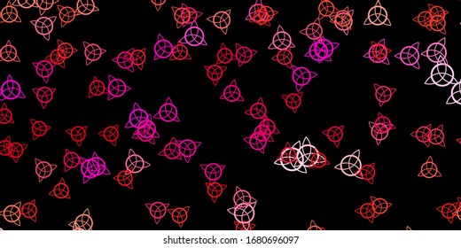 Dark Pink vector template with esoteric signs. Colorful vintage illustration with gradient alchemy shapes. Best design halloween events.