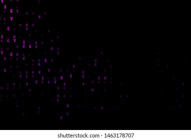 Dark Pink vector template with EUR, JPY, GBP. Shining colored illustration with EUR, JPY, GBP signs. The pattern can be used for financial, investment websites.