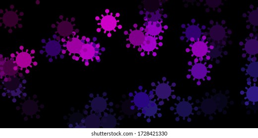 Dark pink vector template with flu signs. Smart illustration with covid signs in decorative style. Simple drawing against danger fever.