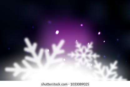 Dark Pink vector template with ice snowflakes. Decorative shining illustration with snow on abstract template. The pattern can be used for new year leaflets.