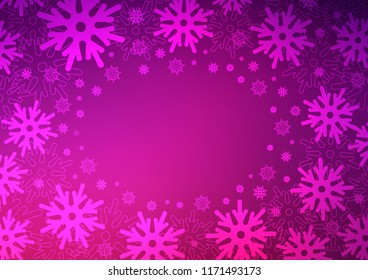 Dark Pink vector template with ice snowflakes. Modern geometrical abstract illustration with crystals of ice. The template can be used as a new year background.