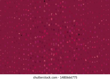 Dark Pink vector template with isolated letters. Shining illustration with ABC symbols on abstract template. Best design for a college poster, banner.