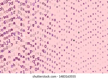 Dark Pink vector template with isolated letters. Blurred design in simple style with signs of alphabet. Best design for a college poster, banner.