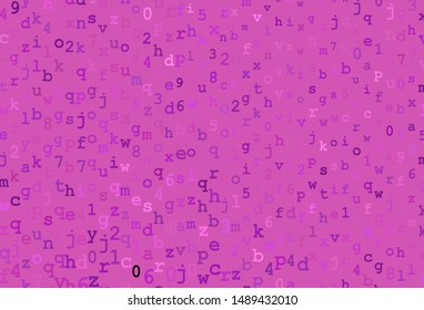 Dark Pink vector template with isolated letters. Blurred design in simple style with signs of alphabet. Pattern for booklets, leaflets of education.