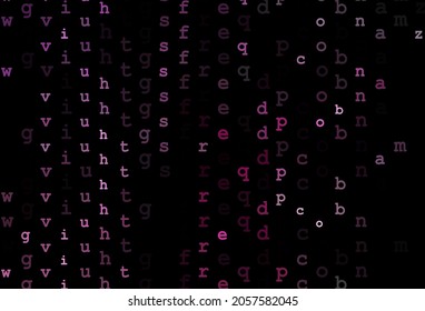 Dark pink vector template with isolated letters. Shining illustration with ABC symbols on abstract template. Template can be used as a background for ads of typography.