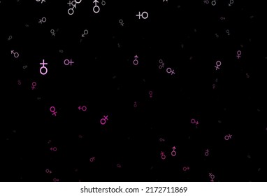 Dark pink vector template with man, woman symbols. Gradient isolated colorful boy, girl symbols in abstract style. Smart design for dating applications.