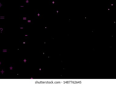 Dark Pink vector template with math simbols. Shining colorful illustration with isolated Digit signs. Smart design for university advert.