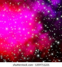 Dark Pink vector template with neon stars. Decorative illustration with stars on abstract template. Pattern for new year ad, booklets.