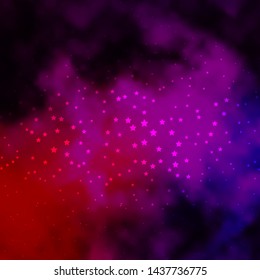 Dark Pink vector template with neon stars. Decorative illustration with stars on abstract template. Pattern for wrapping gifts.