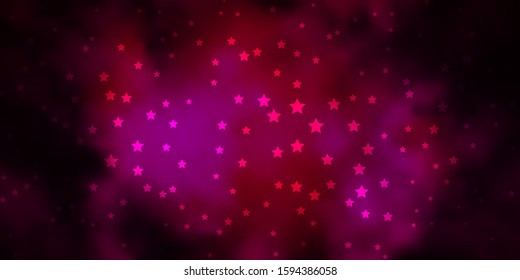 Dark Pink vector template with neon stars. Colorful illustration in abstract style with gradient stars. Pattern for websites, landing pages.