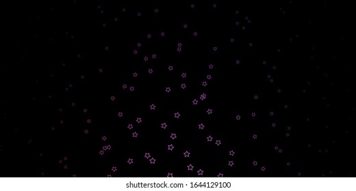 Plantilla vector rosa oscuro con estrellas de neón. Ilustración colorida con estrellas abstractas de gradiente. Patrón para sitios web, páginas de inicio.